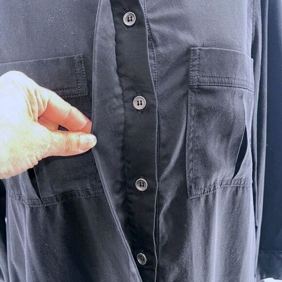 Carly Jean LA Womens 1/2 Button Front Tencel Collared Dress Black Medium NWT - Picture 5 of 9